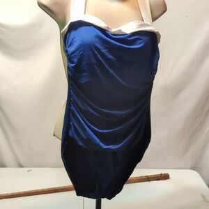 Ralph Lauren blue and white 1 piece swimsuit size 8